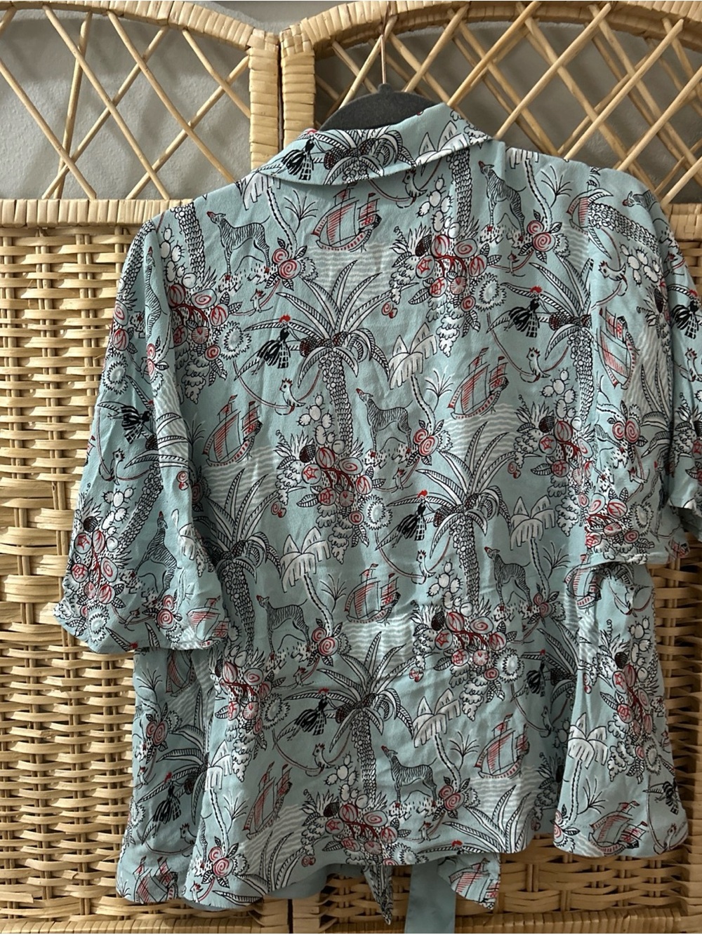 Evie By Anthropologie Printed Blazer Kimono Sleeve 100 % Viscose Ladies Size Med - Picture 4 of 6